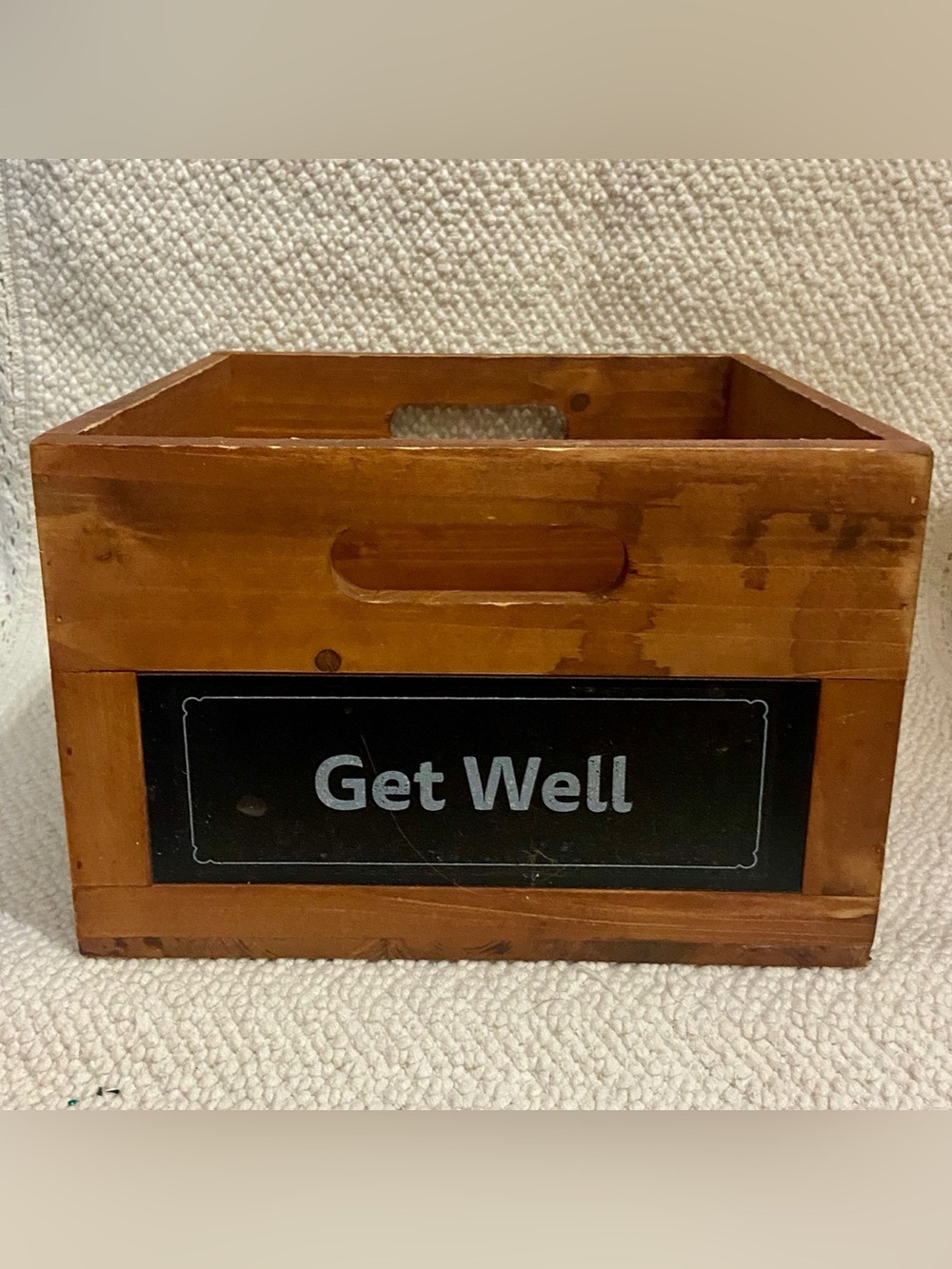 Get Well Wooden Box-Caddy 6.5in H x 10in Sq.